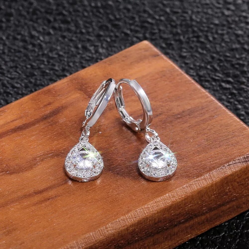925 Silver Plated Fashionable CZ Earrings For Women, FB16FA1148 - Picture 4 of 7